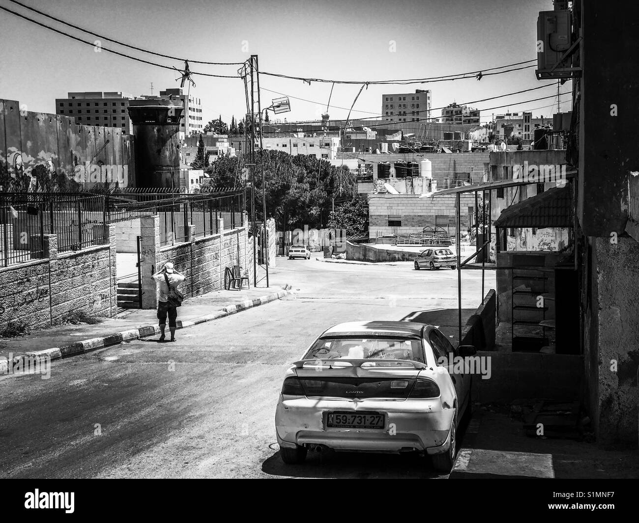 The Separation Wall in Aida Camp in Bethlehem, Palestine, dividing Israel from the Occupied Territories. Stock Photo