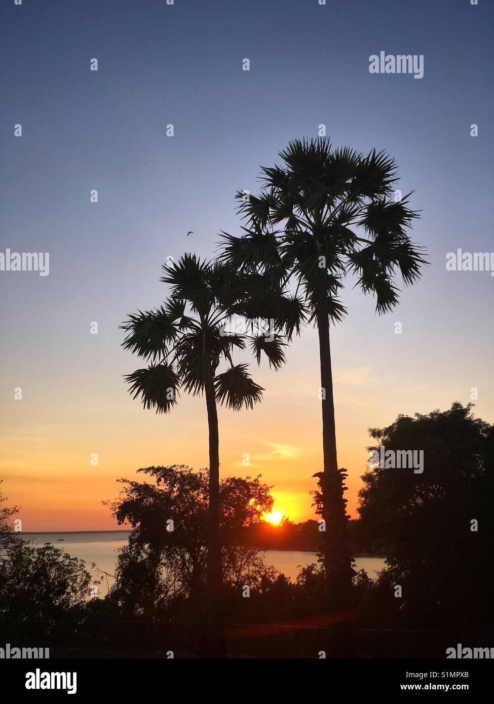 Sunset over Lameroo Beach, in Darwin, Northern Territory of Australia. - Smartphone Captured Stock Image