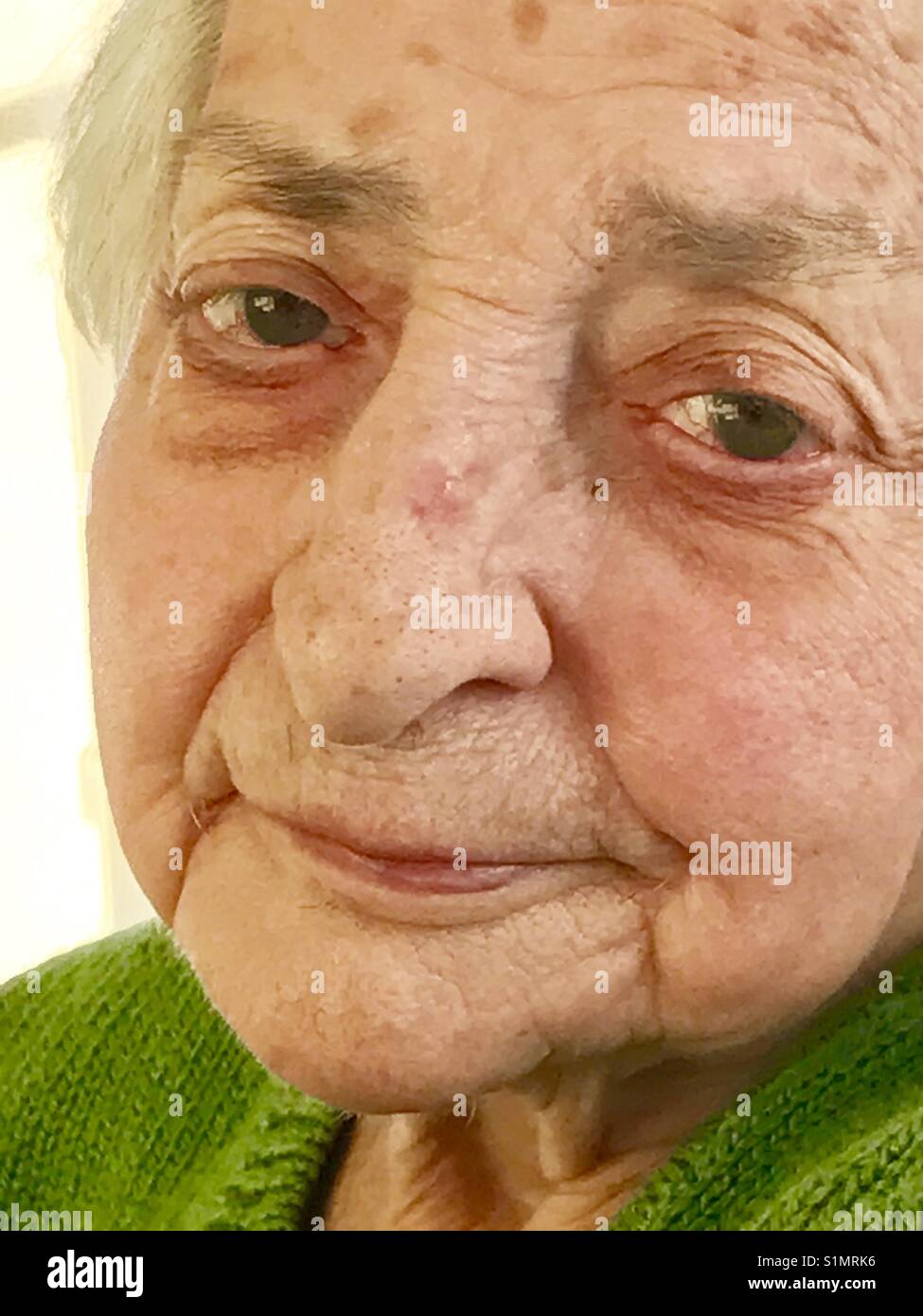 Old lady. Close view. Stock Photo