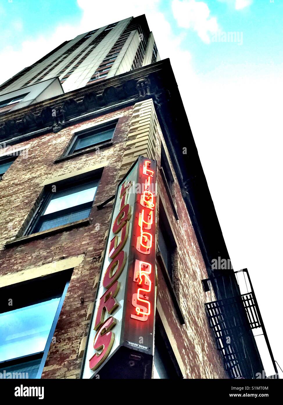 Liquor store neon sign, Murray Hill, NYC, USA Stock Photo Alamy