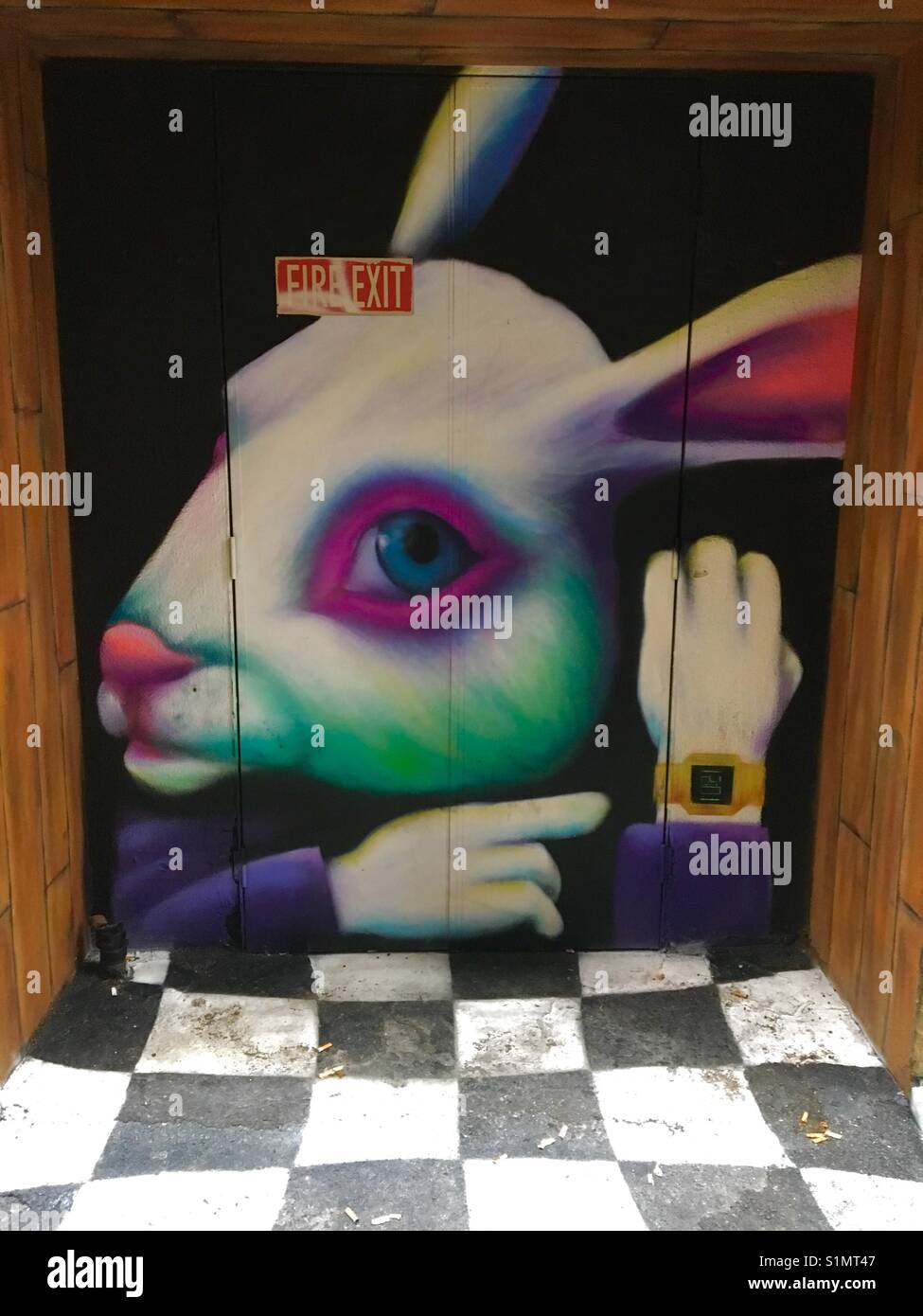 Street art in Melbourne of rabbit from Alice In Wonderland Stock Photo ...