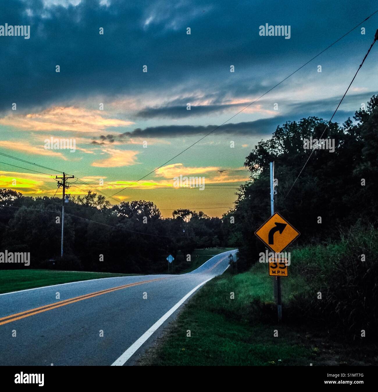 Sunset curve- North Carolina - Smartphone Captured Stock Image