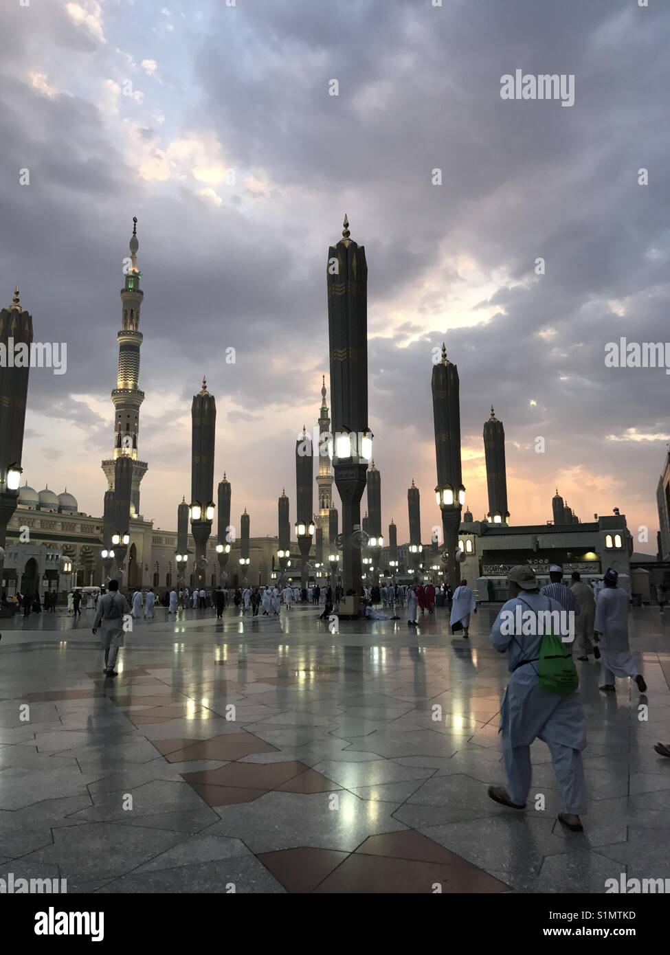 Answering prayer call @ prophet's mosque, al Madina holly city , Saudi Arabia - Smartphone Captured Stock Image