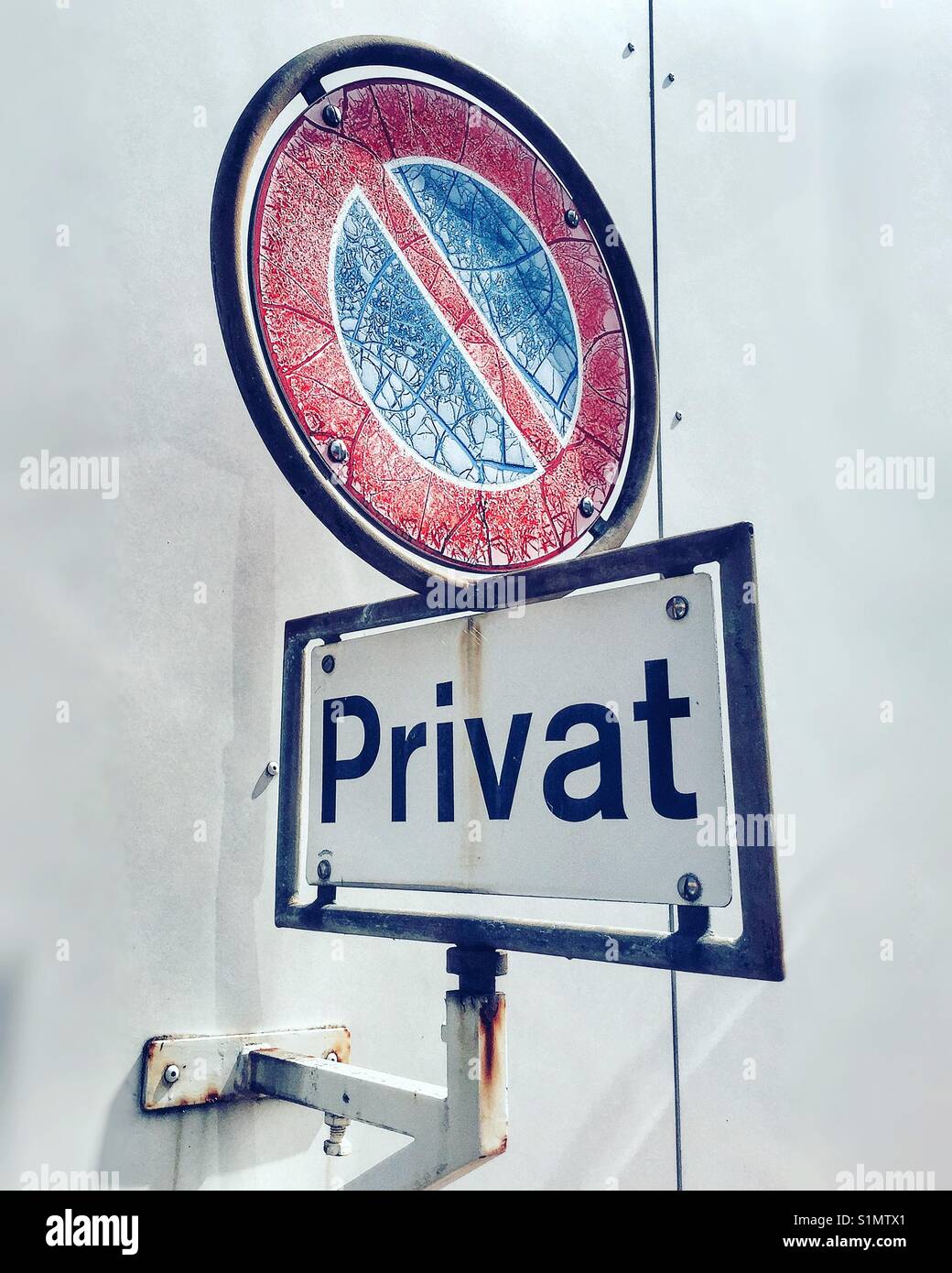 No parking sign and Privat sign - Smartphone Captured Stock Image