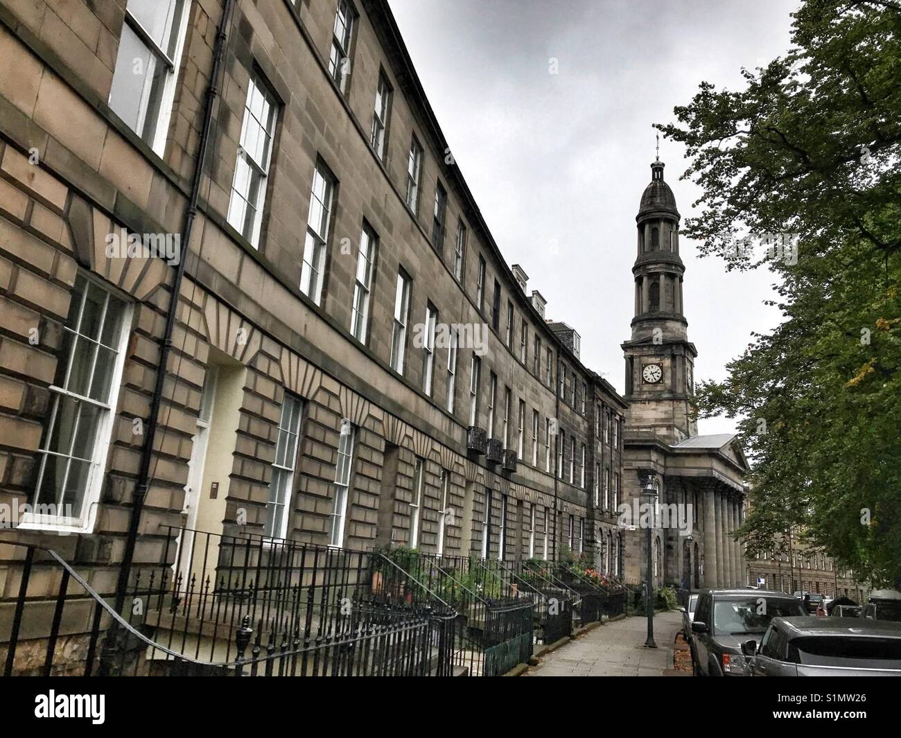 Beautiful Georgian architecture of an Edinburgh terrace - Smartphone Captured Stock Image