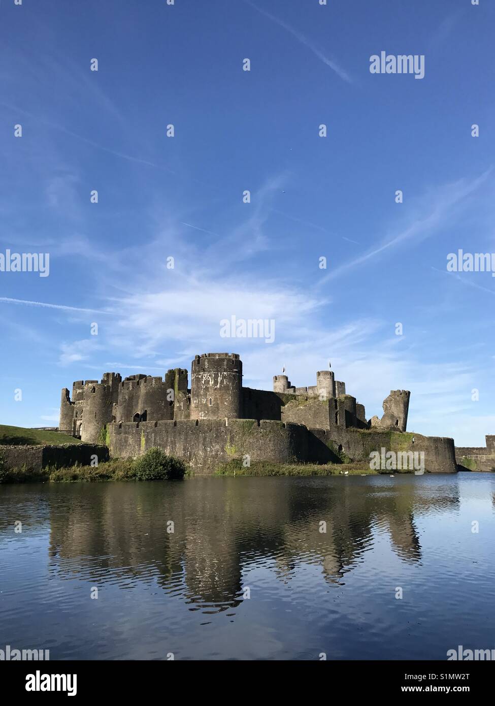 Caerphilly Castle, the second largest castle in Britain - Smartphone Captured Stock Image