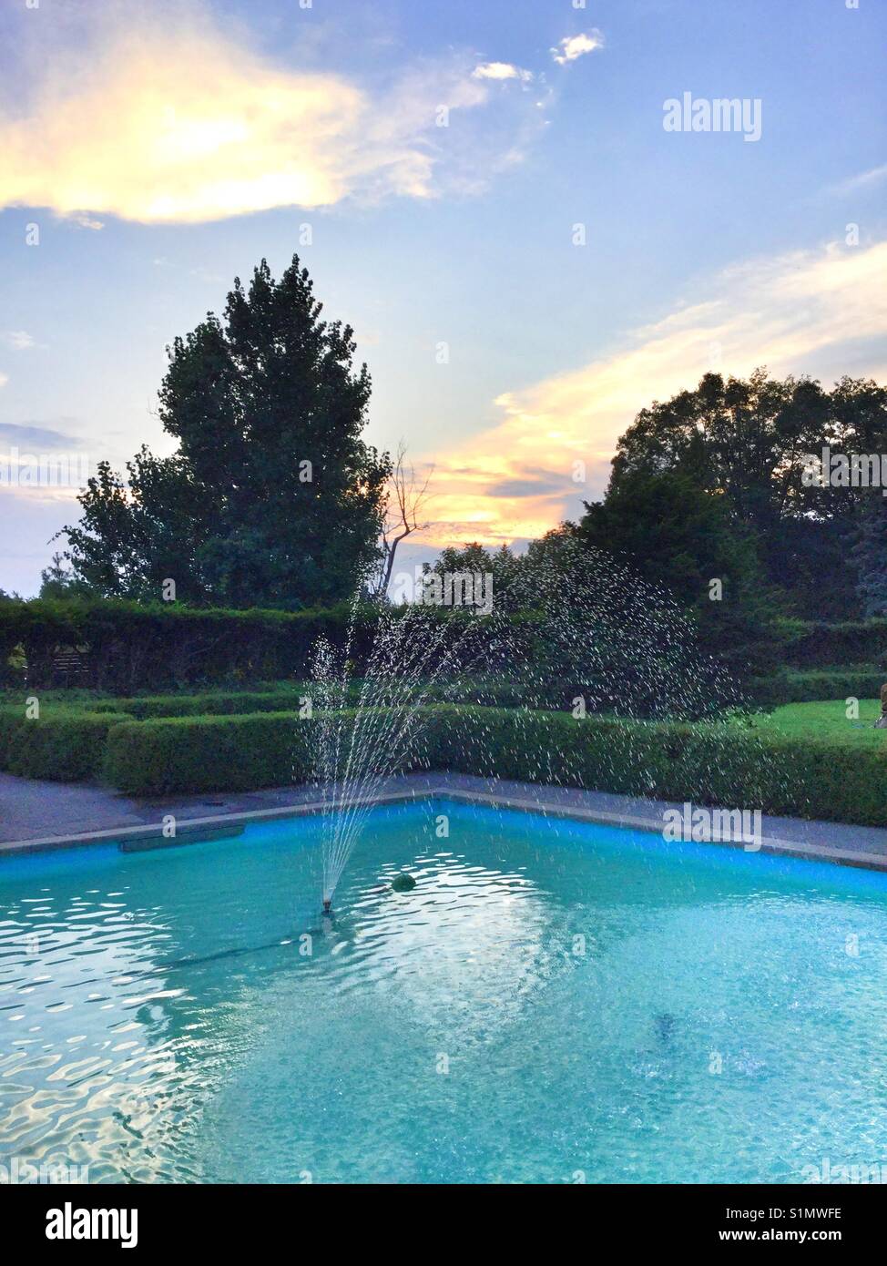 Fountains in High Park at dusk. - Smartphone Captured Stock Image