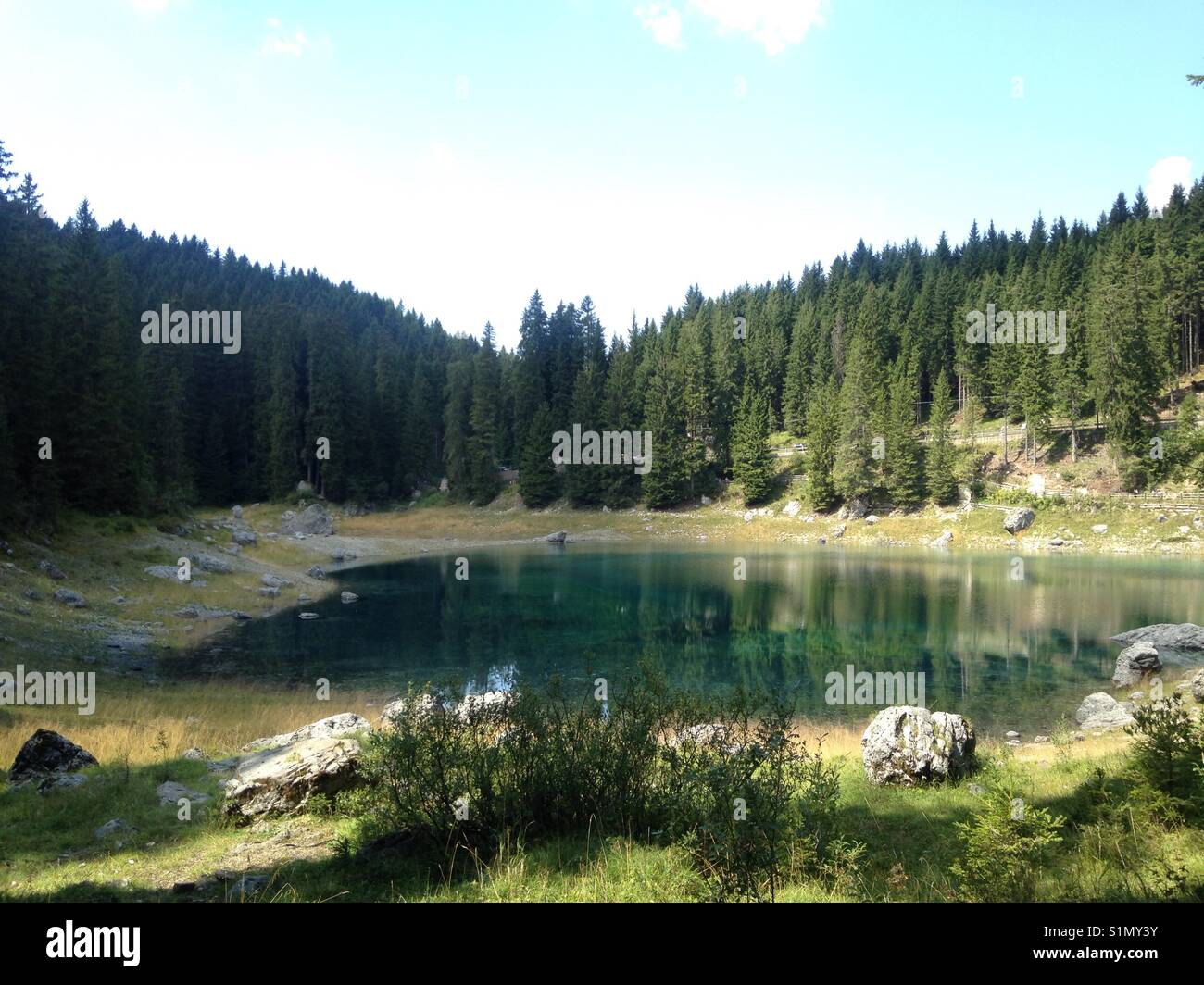 Lago di Carezza - Trentino Alto Adige Stock Photo