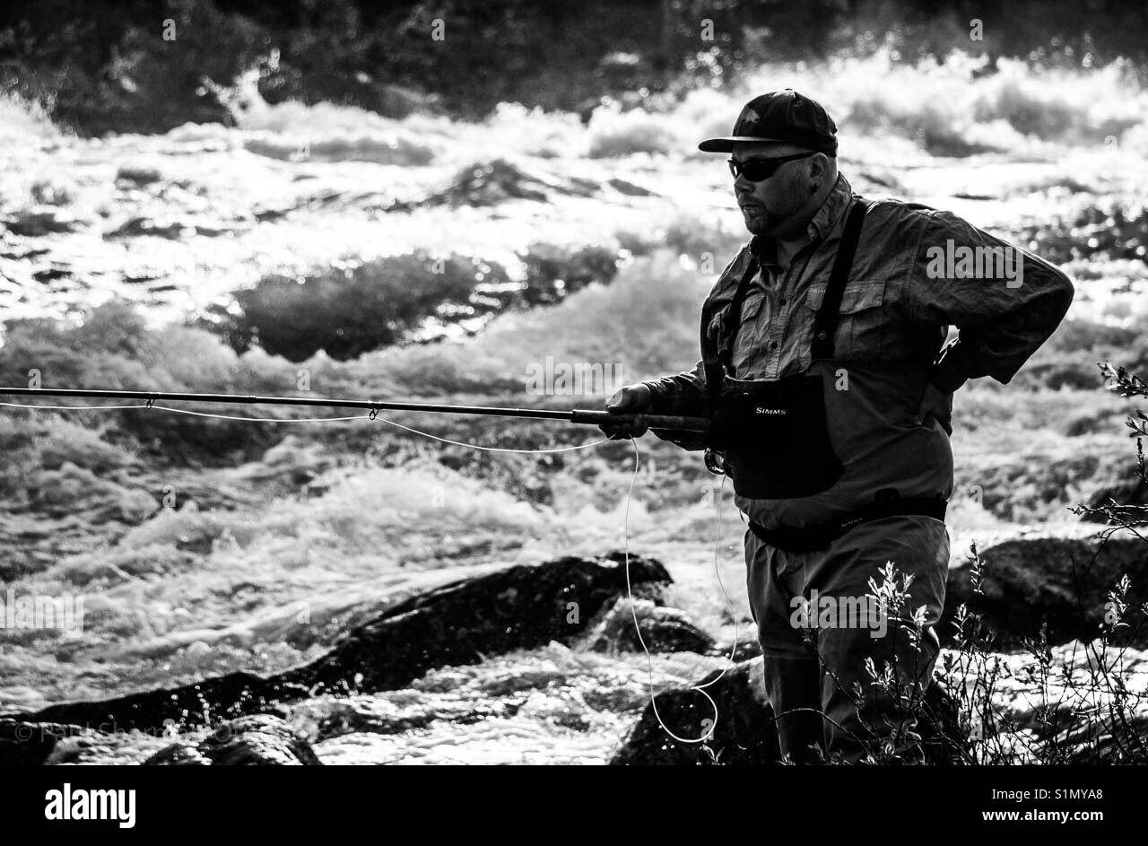 Atlantic salmon fishing Black and White Stock Photos & Images - Alamy