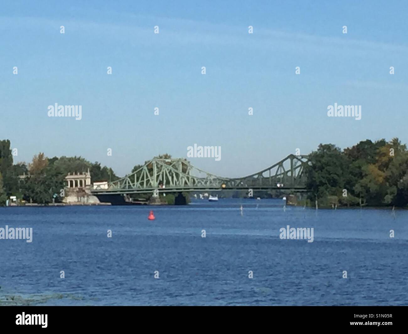 Glienicke Bridge between Potsdam and Berlin over the Havel. Site of cold war spy exchange Stock Photo