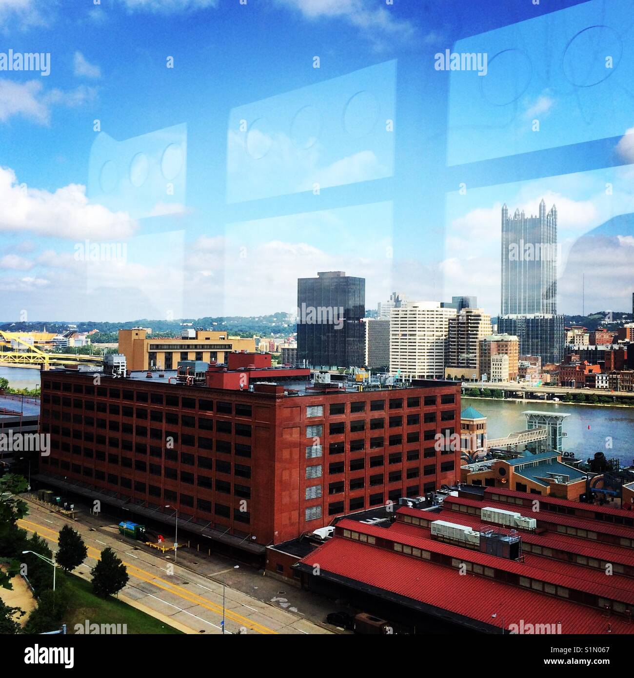 A view from a tram Monongahela Incline on Mount Washington, Pittsburgh, Pennsylvania - Smartphone Captured Stock Image