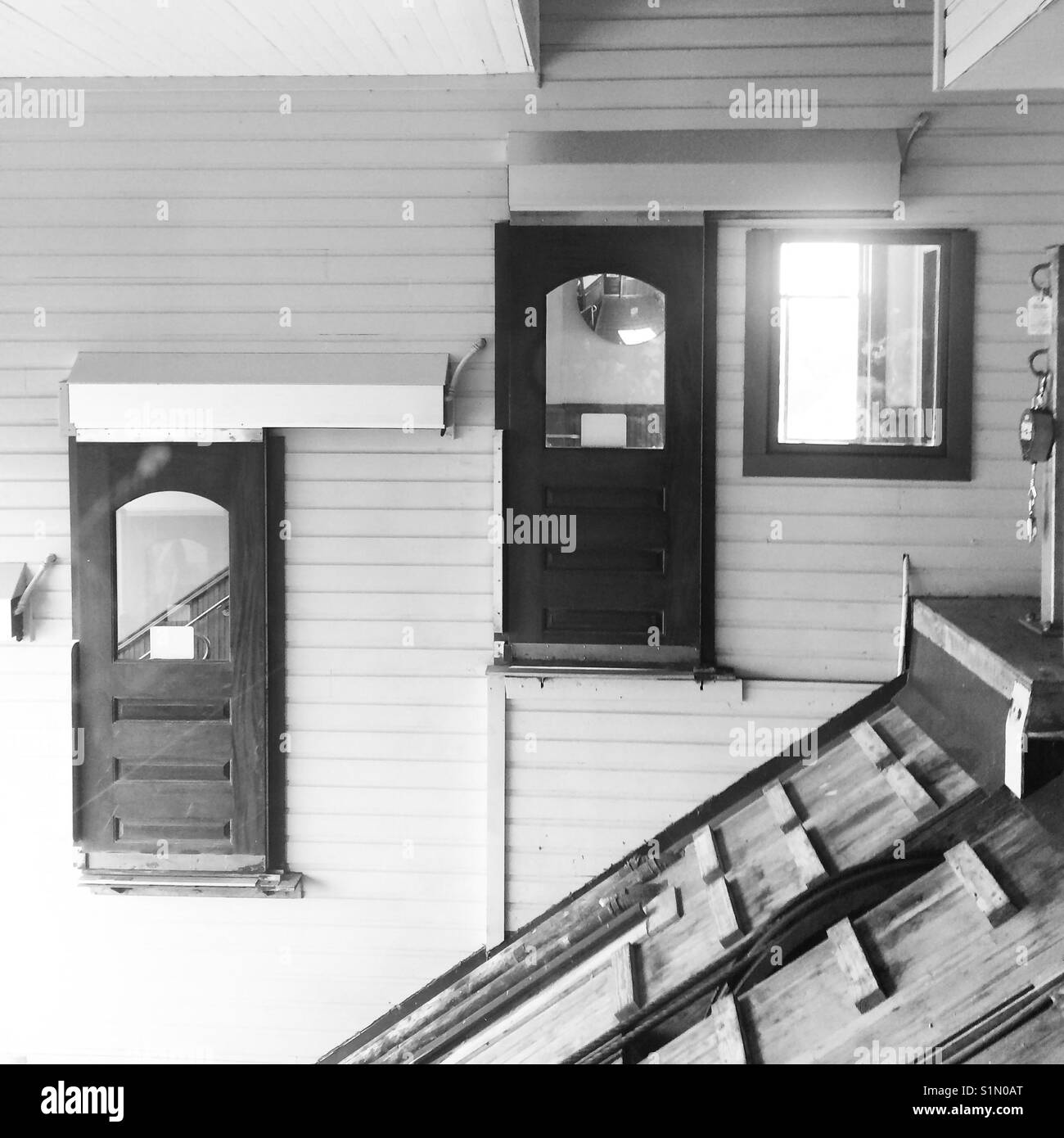 Doors to enter tram, Monongahela Incline, Mount Washington, Pittsburgh, Pennsylvania Stock Photo