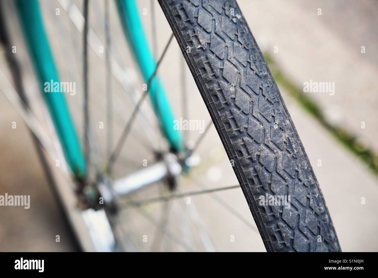 Close up of a bike wheel Stock Photo