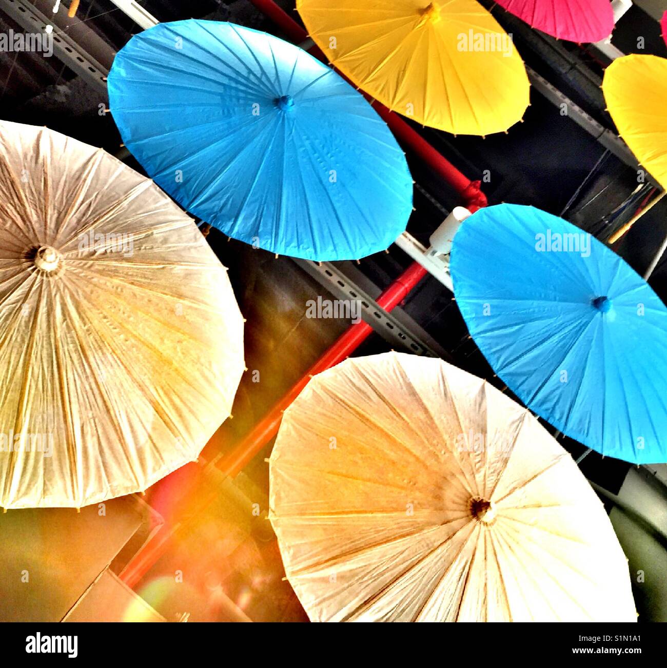 Umbrellas as decorative display, USA Stock Photo Alamy