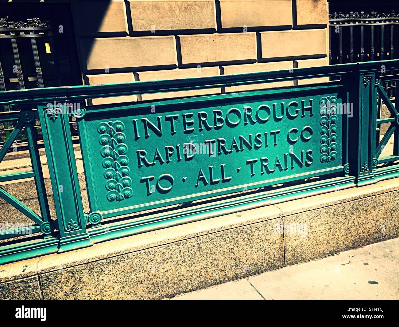 Old-fashioned subway station sign in lower Manhattan, NYC, USAA - Smartphone Captured Stock Image