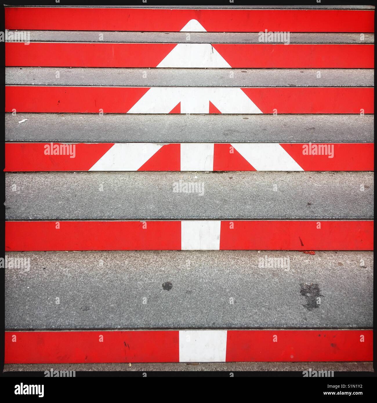 Arrow on pavement pointing up - Smartphone Captured Stock Image