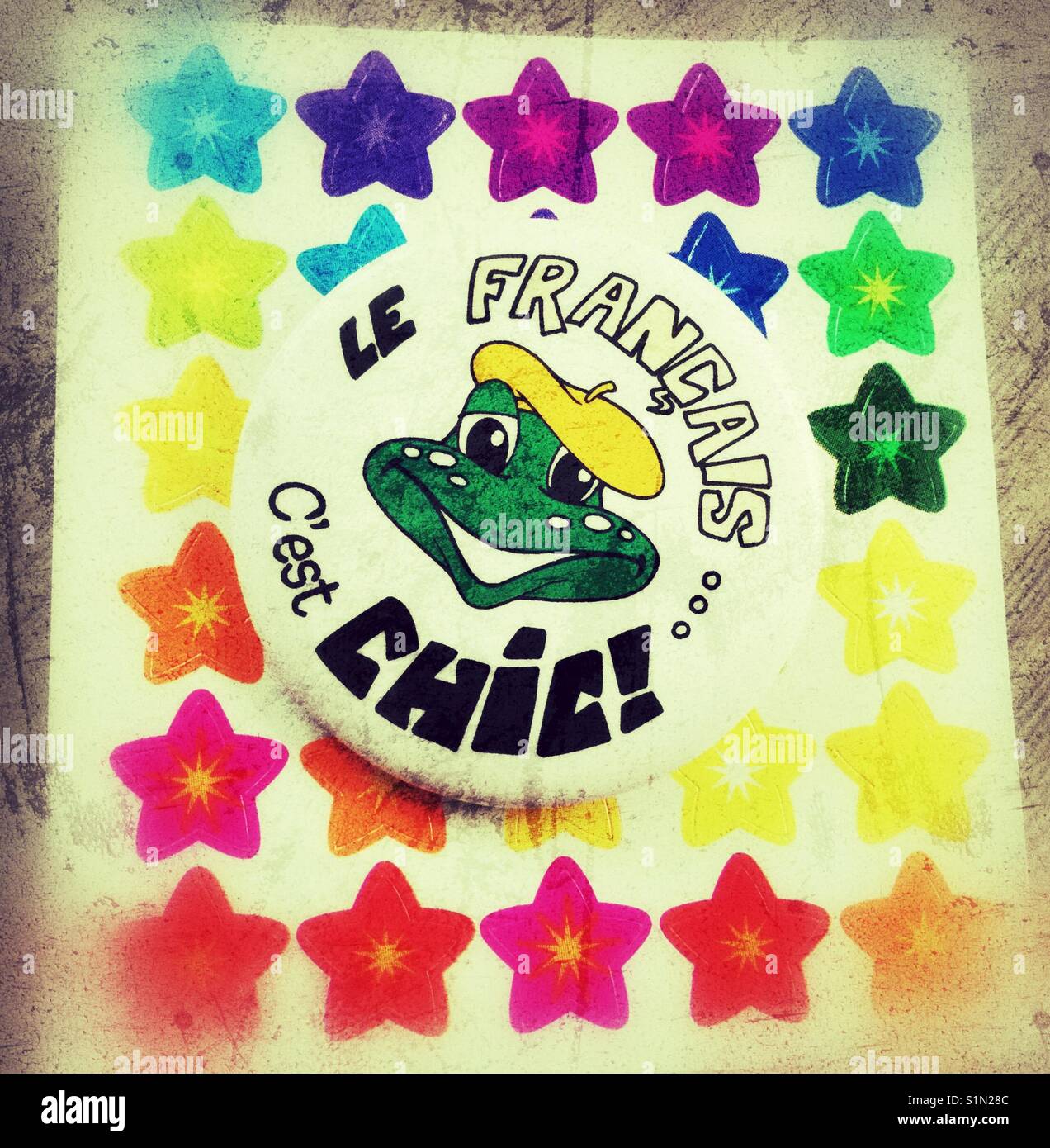 Promoting French language learning. - Smartphone Captured Stock Image