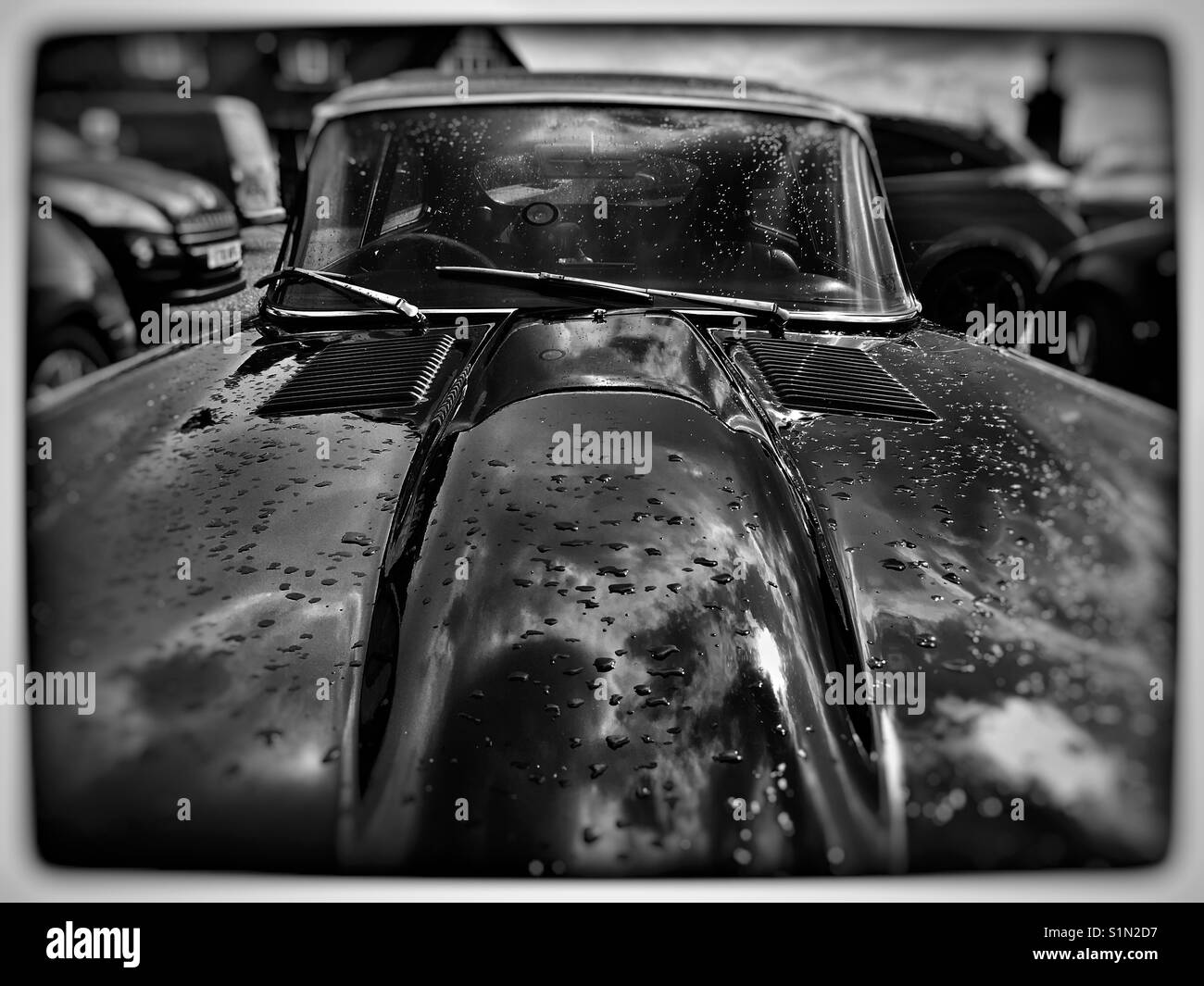 Vintage E Type Jaguar Sportscar. Stock Photo