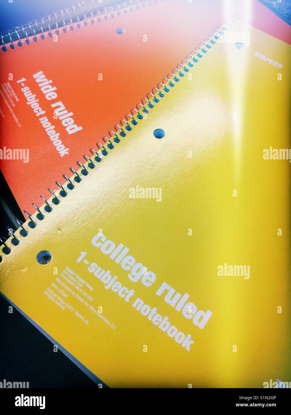 Spiral notebooks for students in back to school display at office