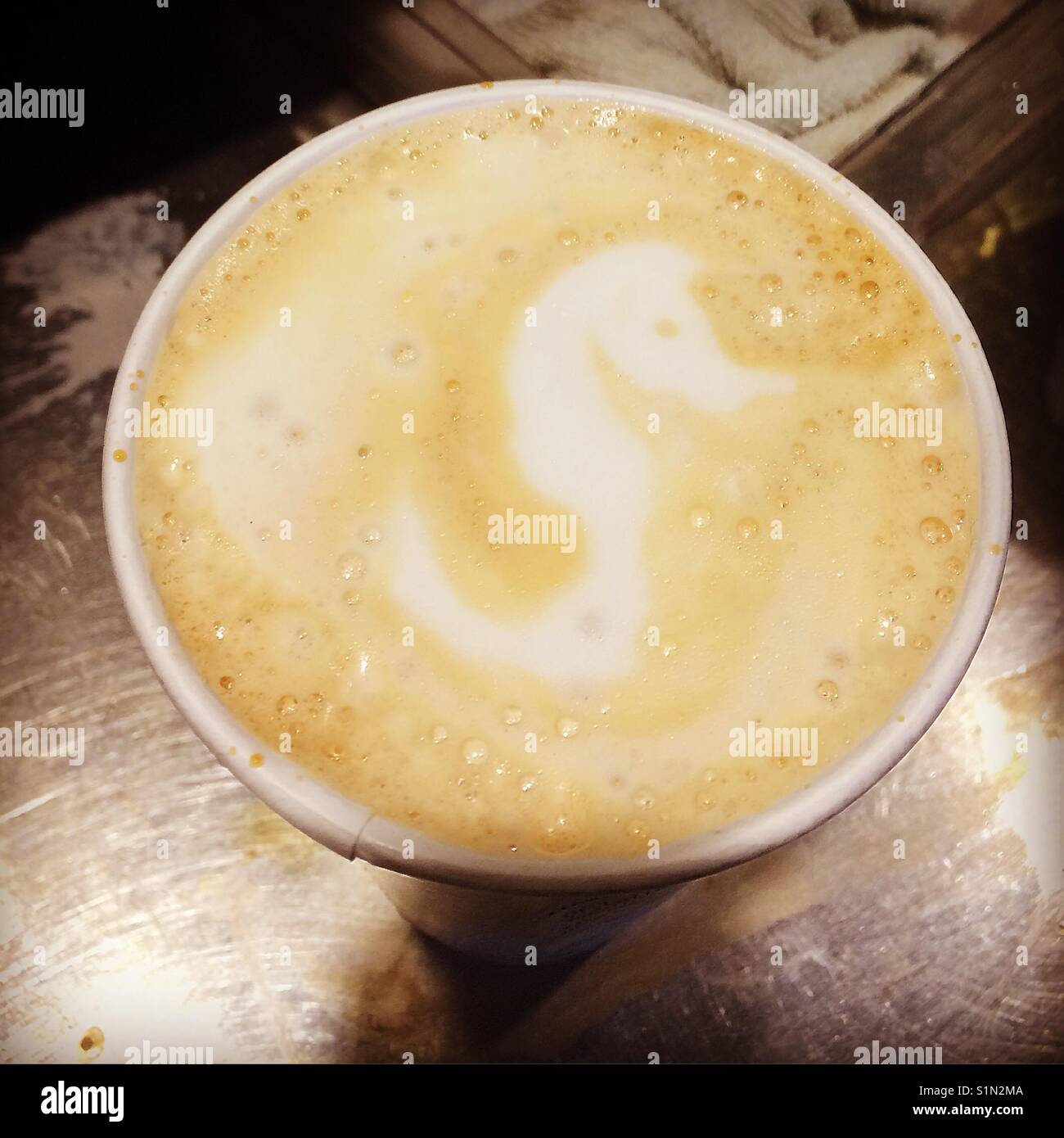 Seahorse latte art Stock Photo - Alamy