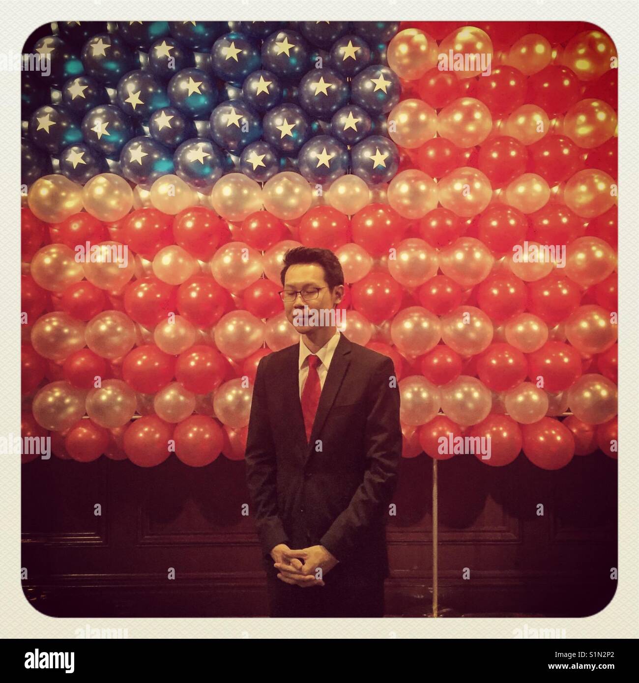 Man at Fourth of July party - Smartphone Captured Stock Image