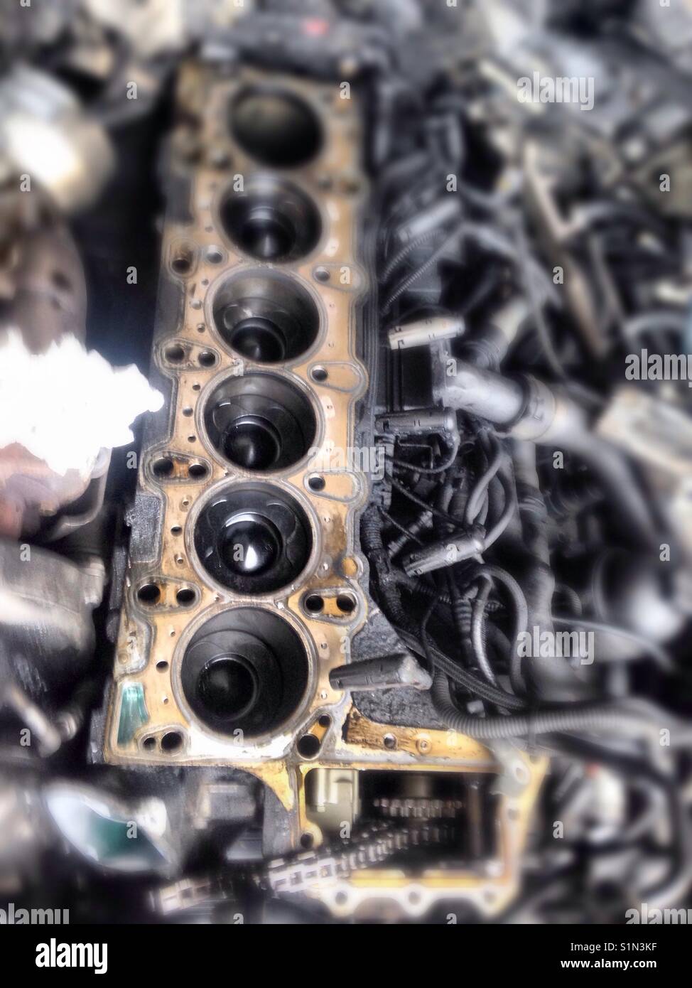 Car engine repair procedure Stock Photo Alamy