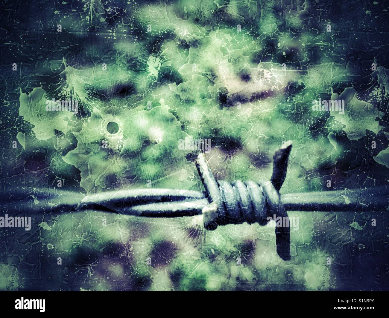 Barbed wire concept of safety. - Smartphone Captured Stock Image