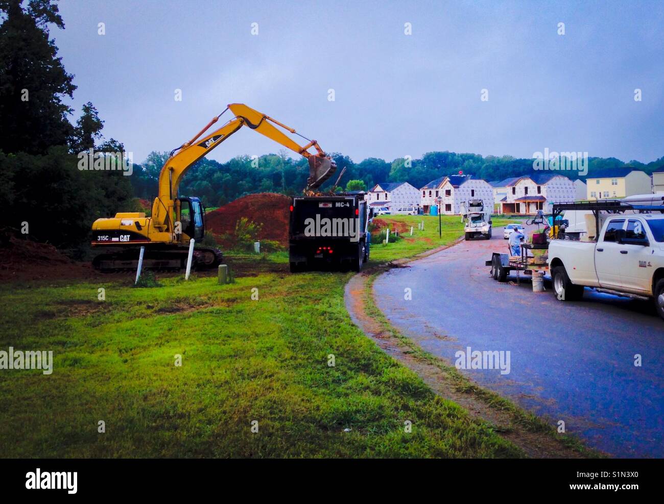 Multiple houses pop up in North Carolina development - Smartphone Captured Stock Image