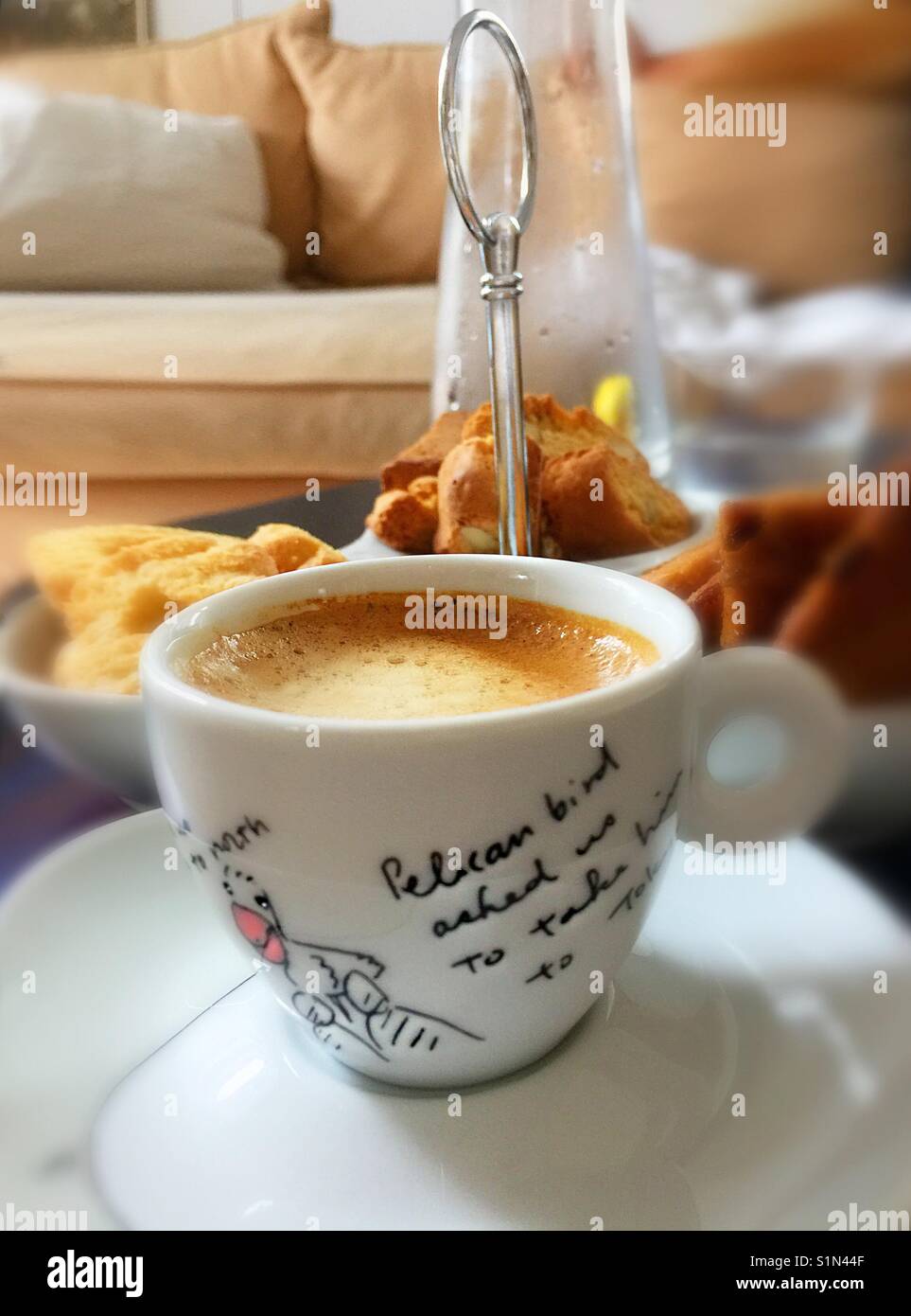 Espresso time with biscuits! - Smartphone Captured Stock Image
