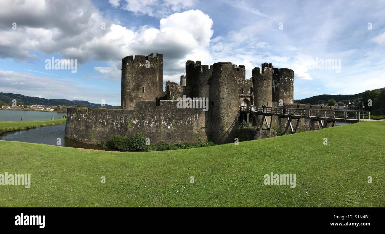 The outer west gatehouse of Caerphilly castle - Smartphone Captured Stock Image