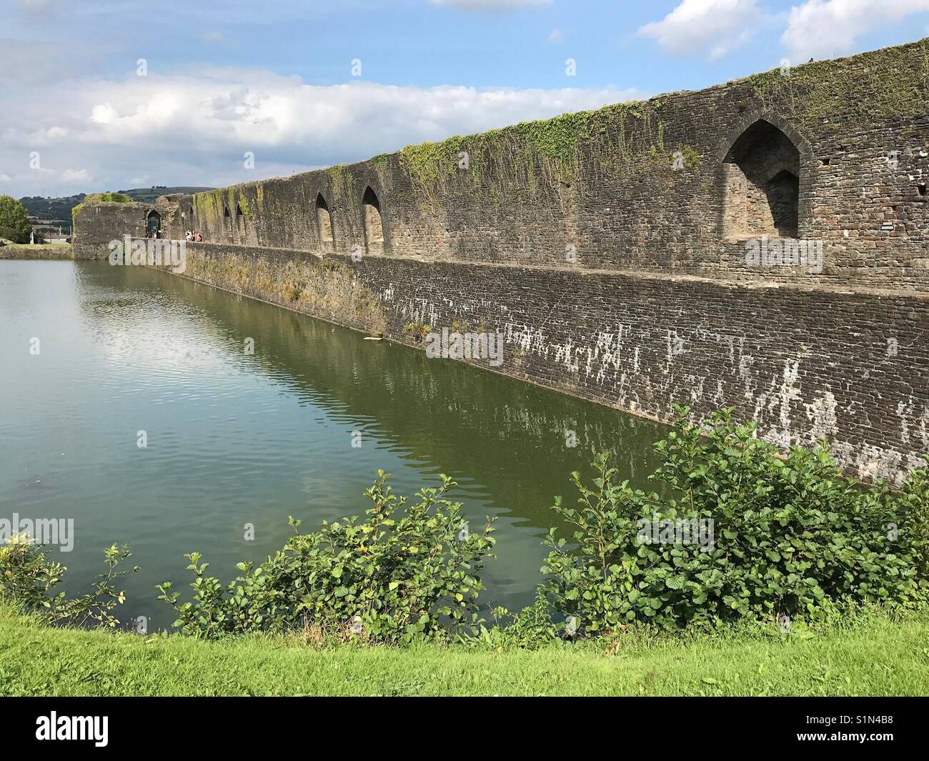The wall of the north dam platform of Caerphilly castle - Smartphone Captured Stock Image
