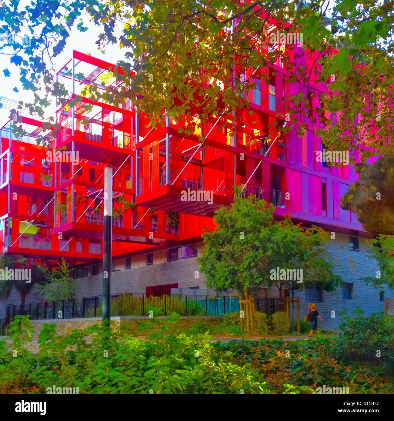 Modern building in Port Marianne, Montpellier France - Smartphone Captured Stock Image