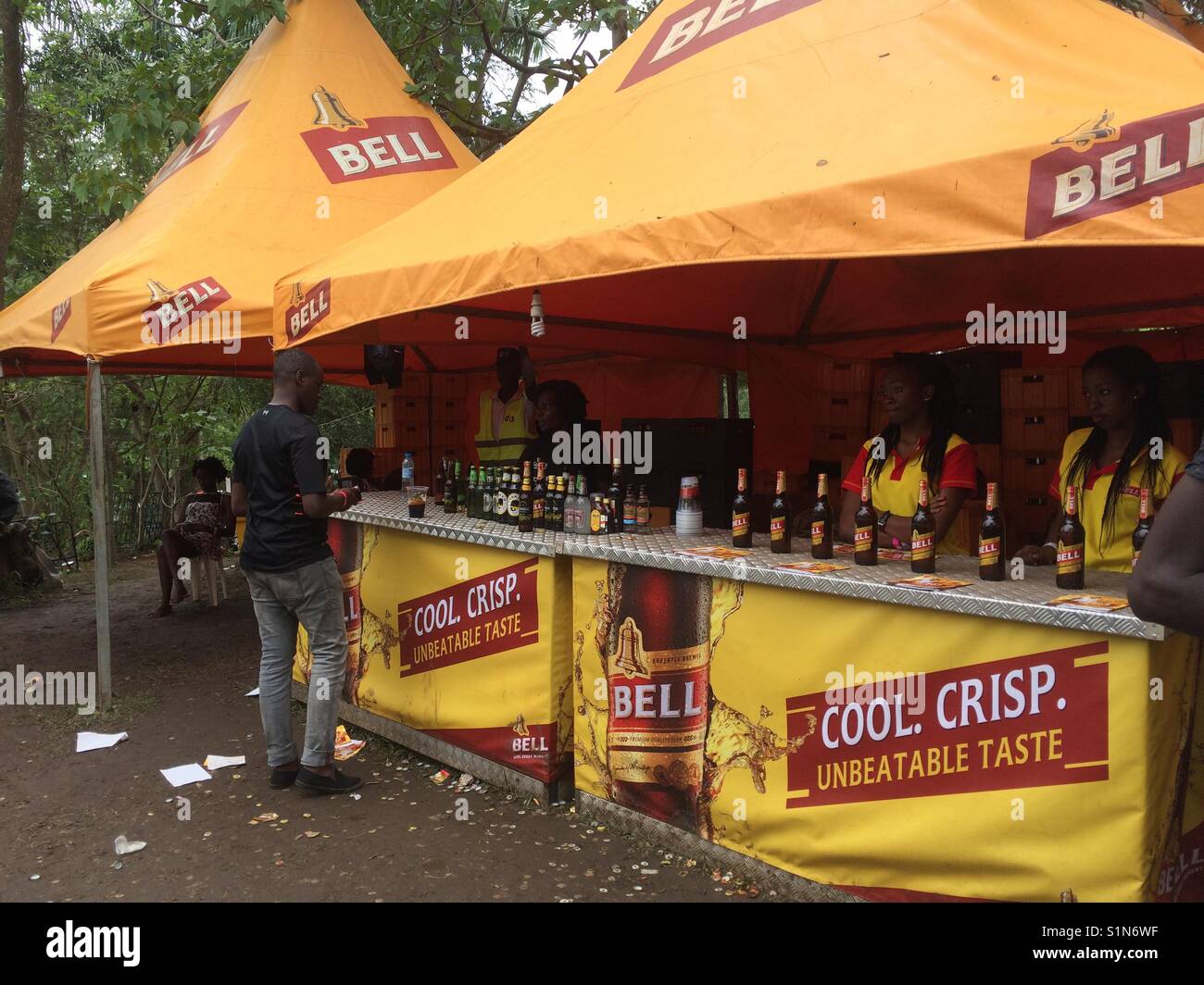 Bell Beer stand at the 2017 Nyege Nyege music festival at the River Nile in  Jinja, Uganda Stock Photo - Alamy