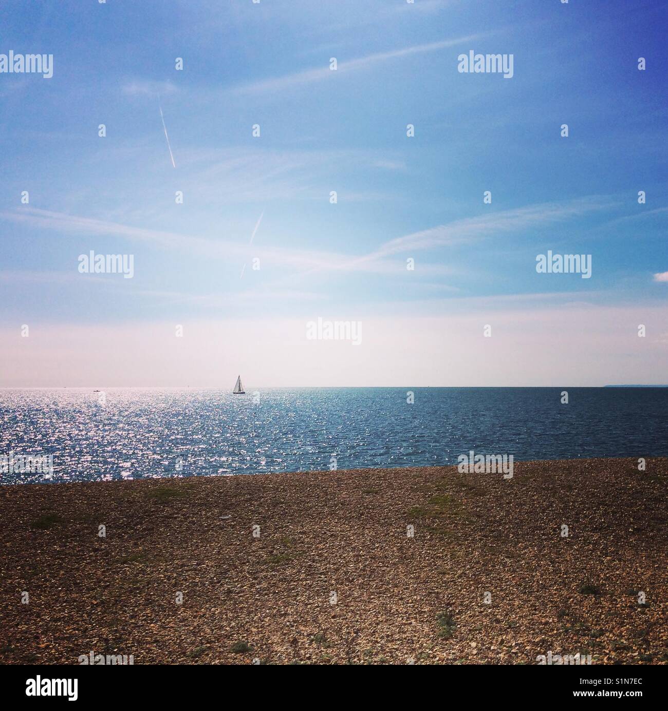 Milford on sea beach, the new forest - Smartphone Captured Stock Image