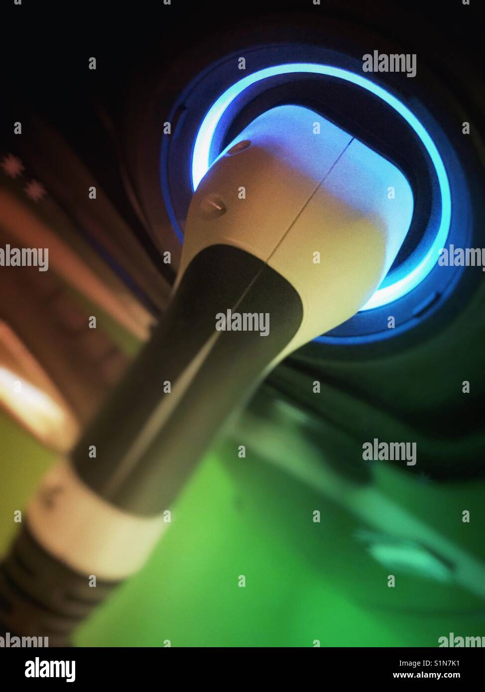 Electric car charging socket - Smartphone Captured Stock Image