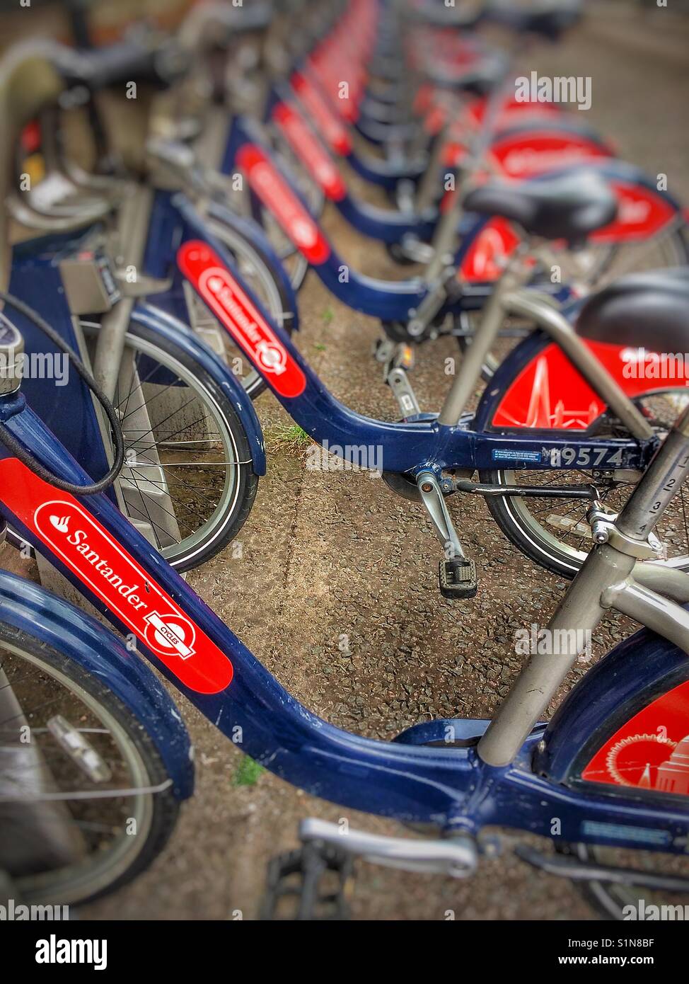 Bike hire scheme in London uk - Smartphone Captured Stock Image