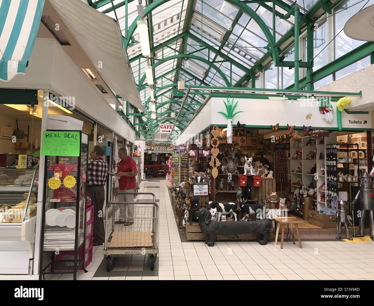 Indoor market in Merthyr Tydfil town centre Stock Photo