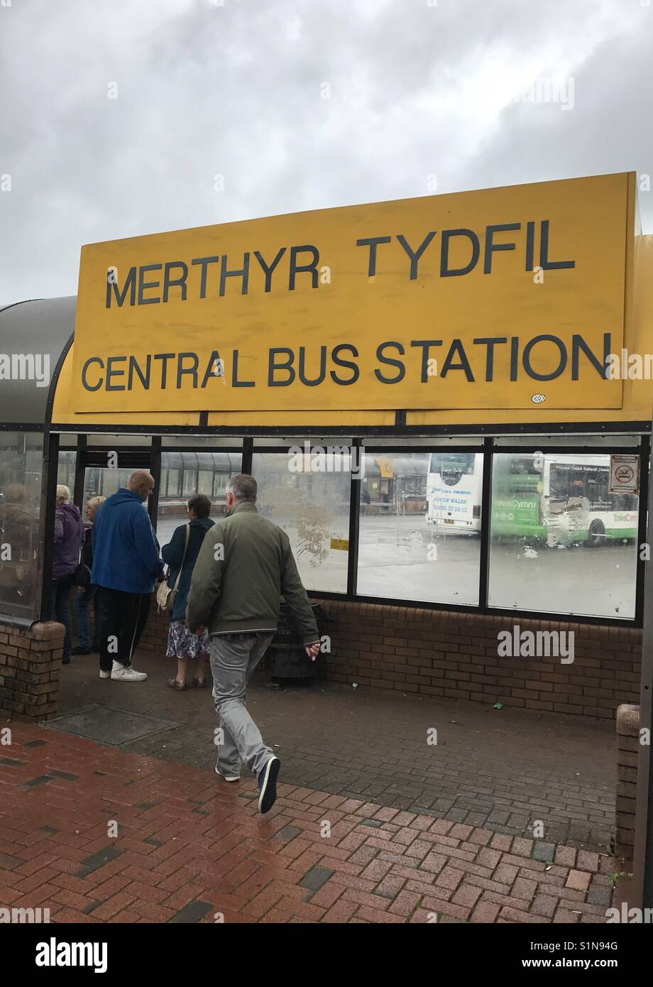 The bus station in Merthyr Tydfil town centre Stock Photo