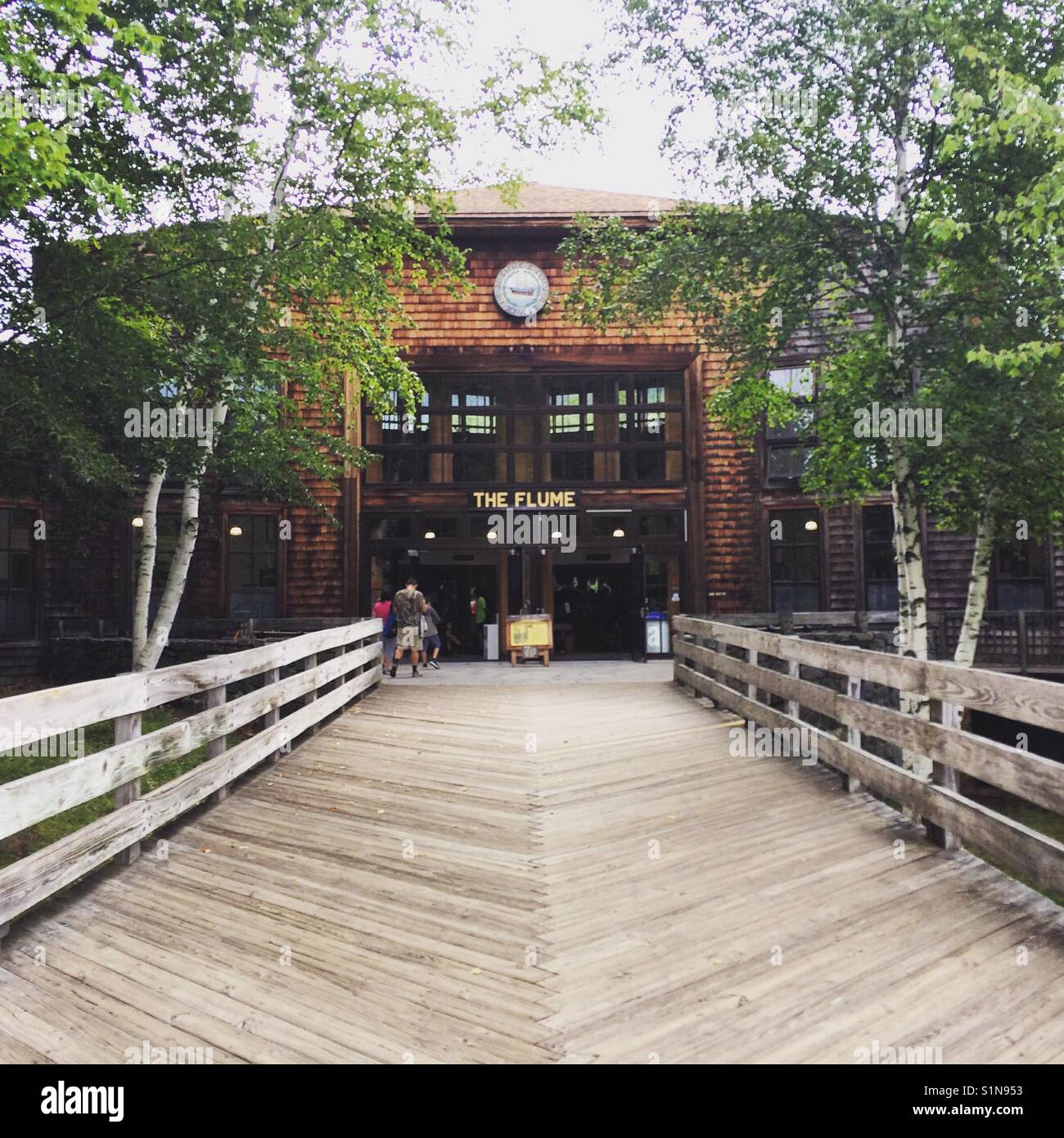 The Flume Gorge visitors center, Franconia Notch State Park, New Hampshire, United States - Smartphone Captured Stock Image