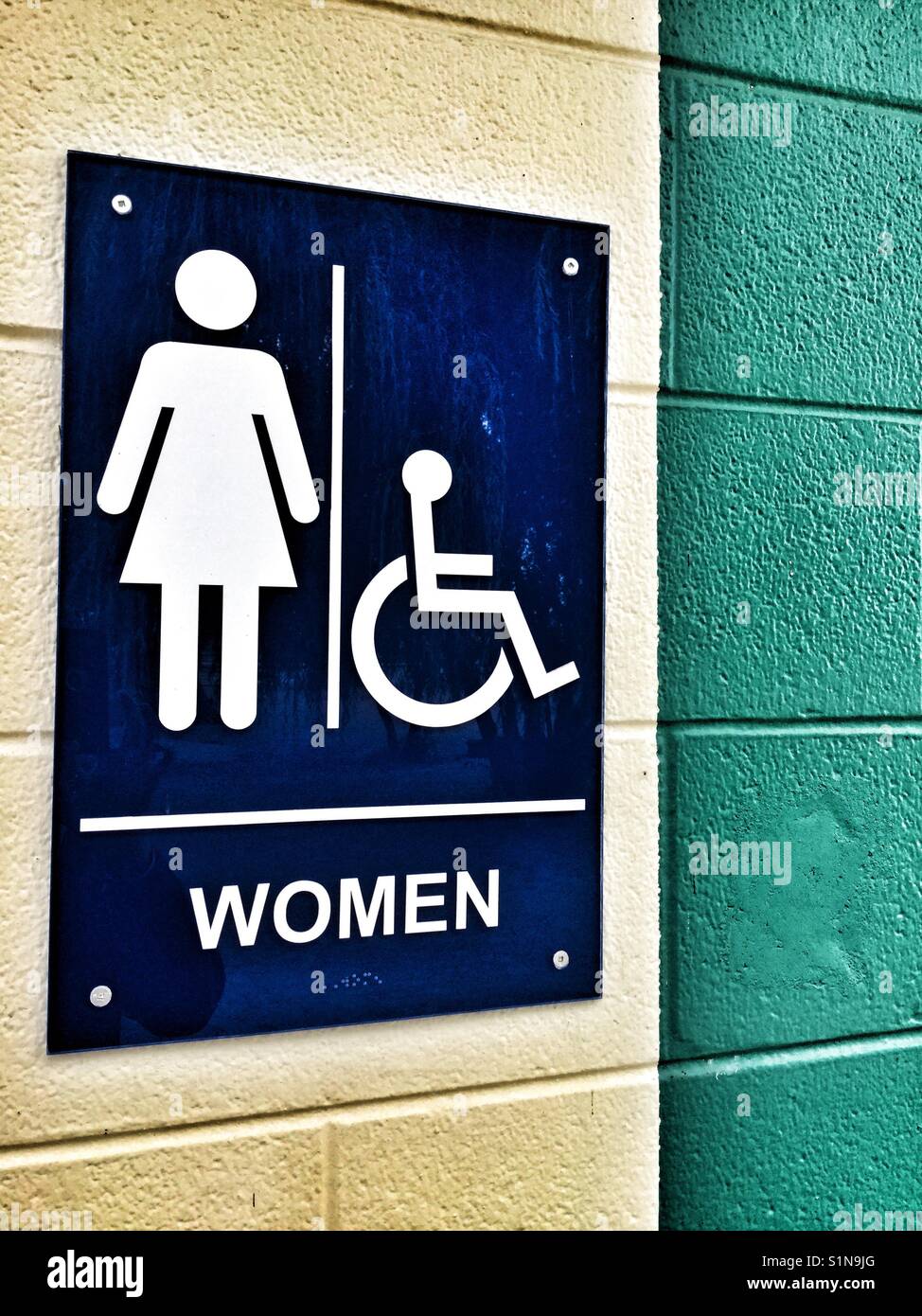 Women's washroom sign. Stock Photo