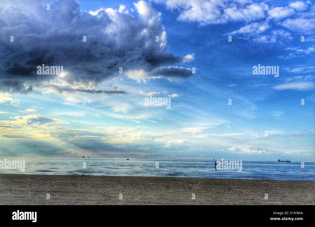 Rain clouds moving in over Lake Ontario. - Smartphone Captured Stock Image