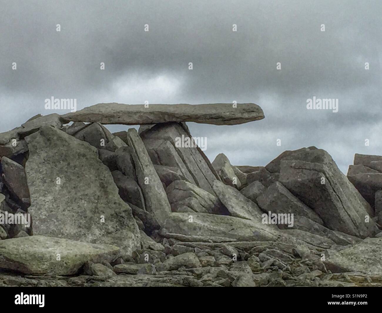 Stone slabs on top of Glyder Fach, Snowdonia National Park, North Wales - Smartphone Captured Stock Image