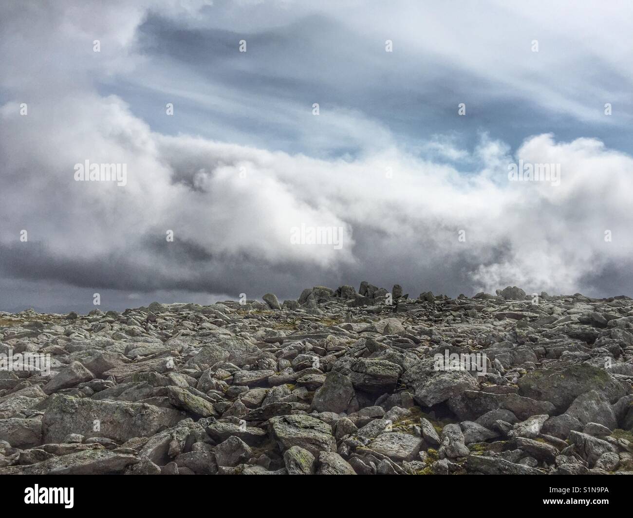 Stones on top of Glyder Fach, Snowdonia National Park, North Wales - Smartphone Captured Stock Image