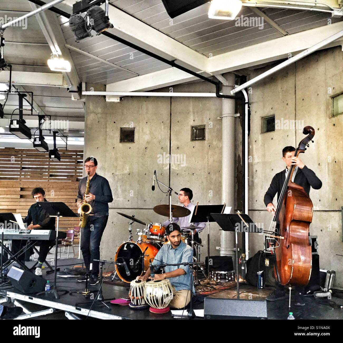 Jazz musicians performing at Harbourfront Centre in Toronto. - Smartphone Captured Stock Image