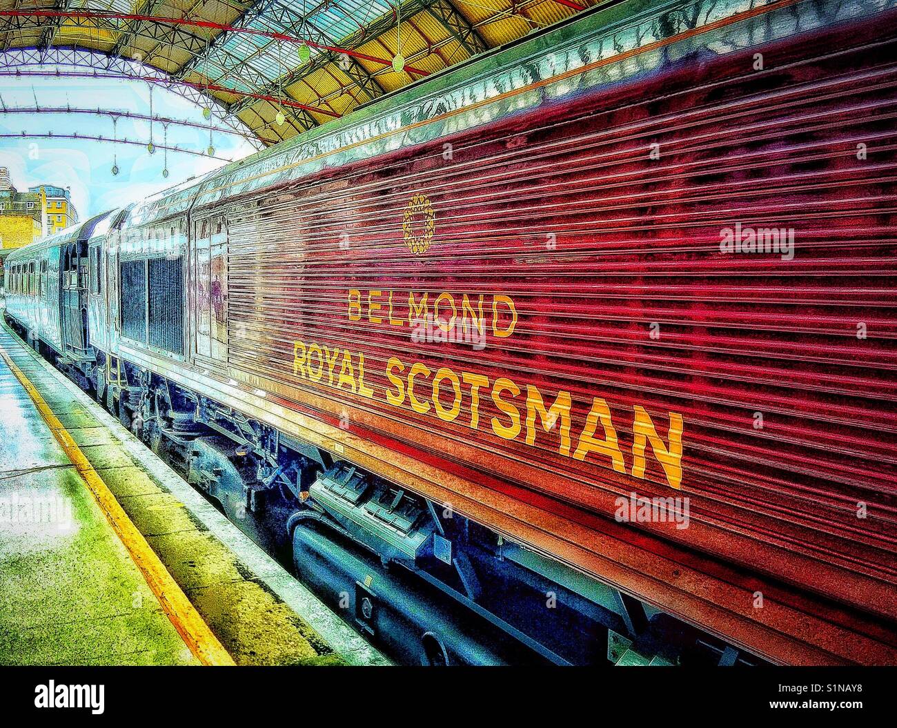Train waiting at Victoria station, London. - Smartphone Captured Stock Image