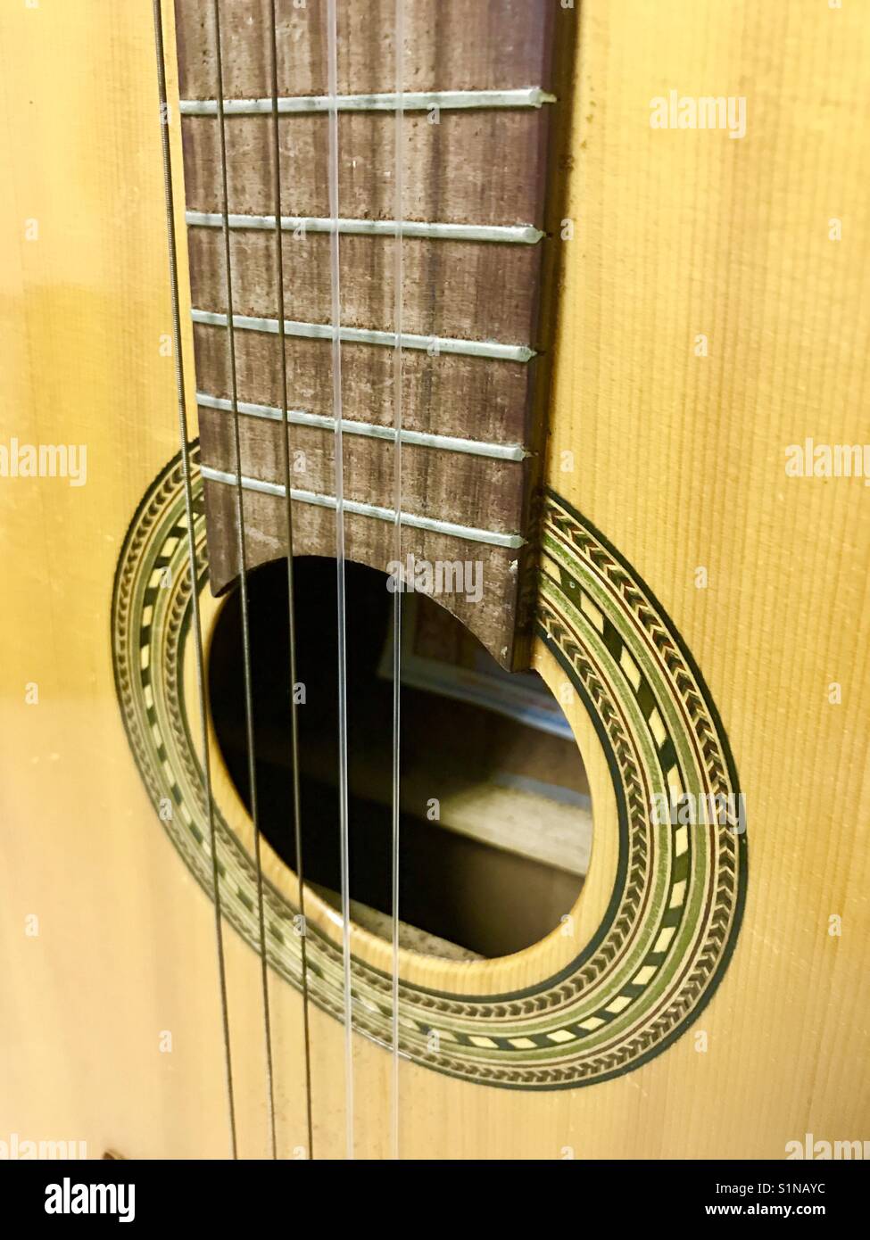Spanish guitar. Close view. - Smartphone Captured Stock Image