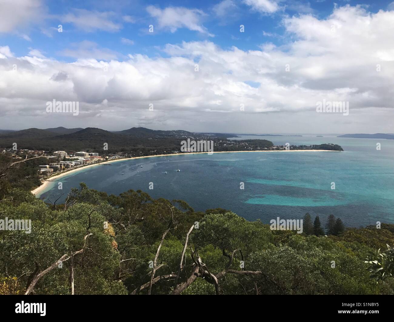 Shoal Bay from Tomaree mountain - Smartphone Captured Stock Image