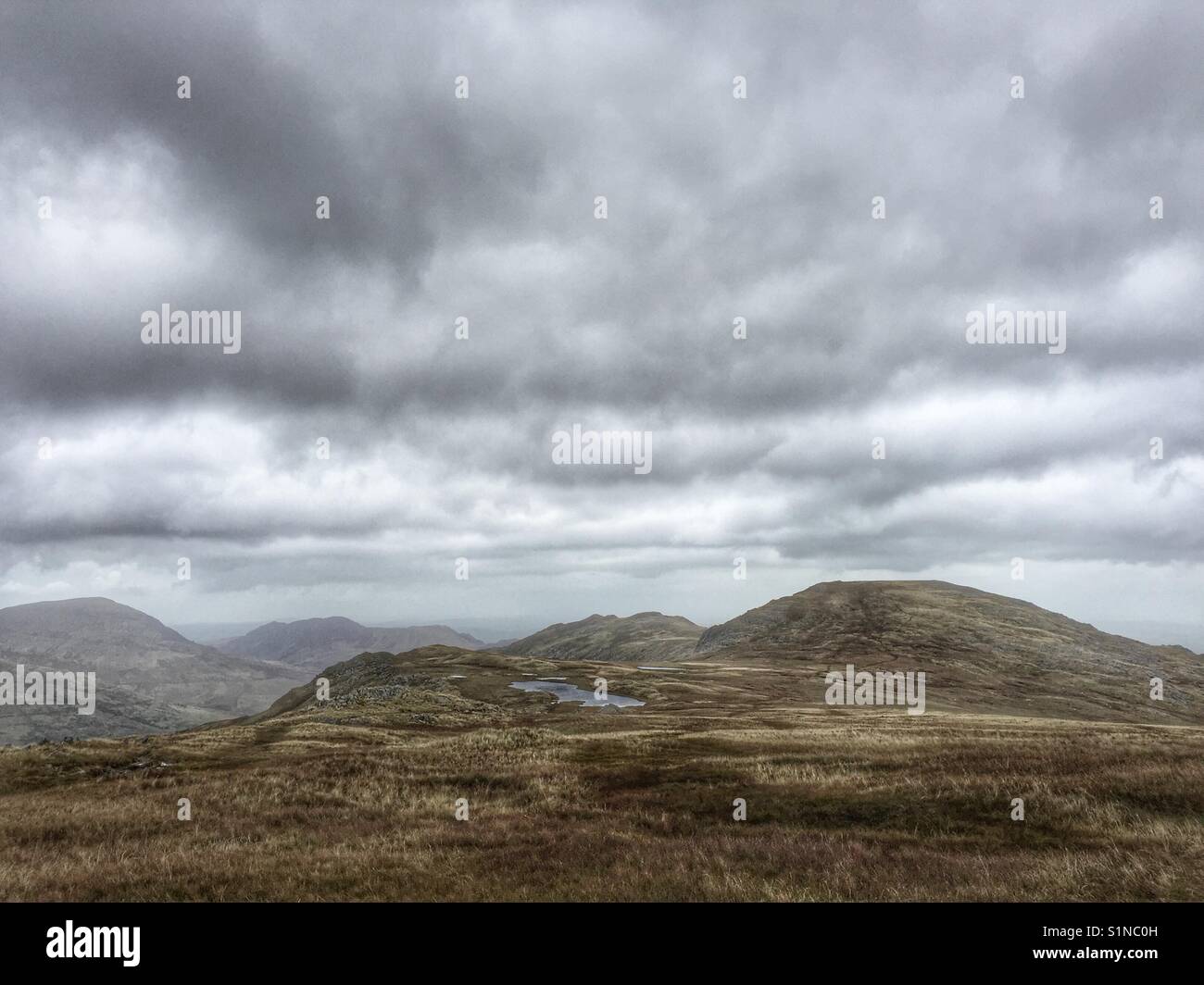 Snowdonia mountains from the top of Glyder Fach - Smartphone Captured Stock Image