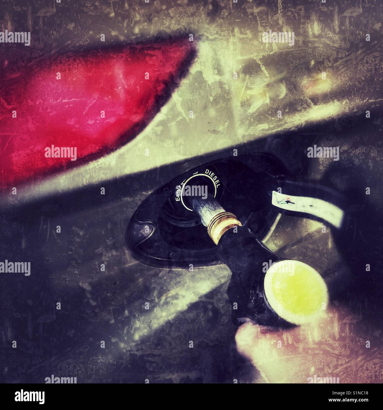 Car diesel refueling - Smartphone Captured Stock Image