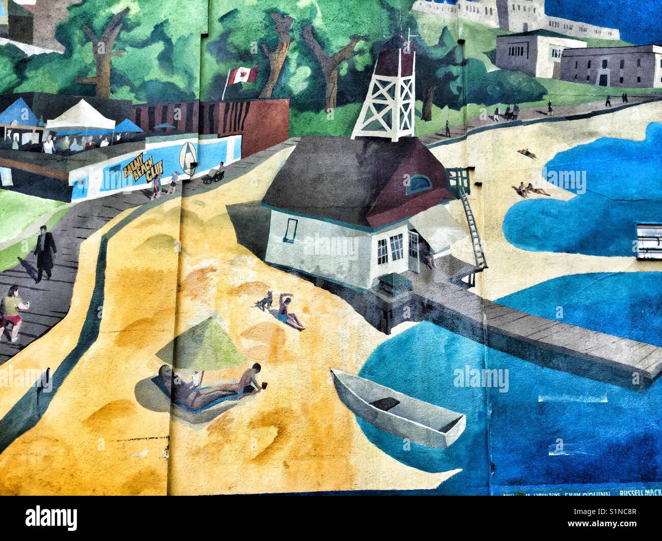 Painted beach scene Stock Photo - Alamy